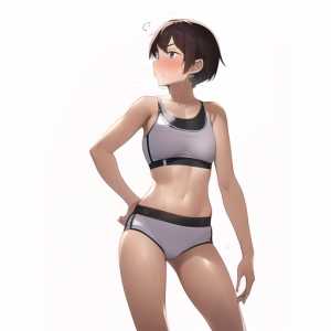 girl,very short hair,thin strap sports bra,sweat,troubled s-514392728.png

